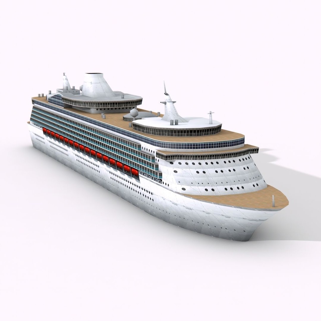 Cruise Ship 3D Model – Low Poly Watercraft Collection, FBX, OBJ - View 3