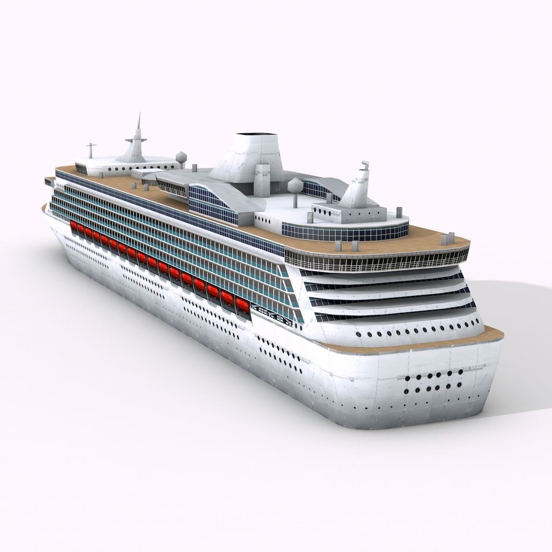 Cruise Ship 3D Model – Low Poly Watercraft Collection, FBX, OBJ - View 4