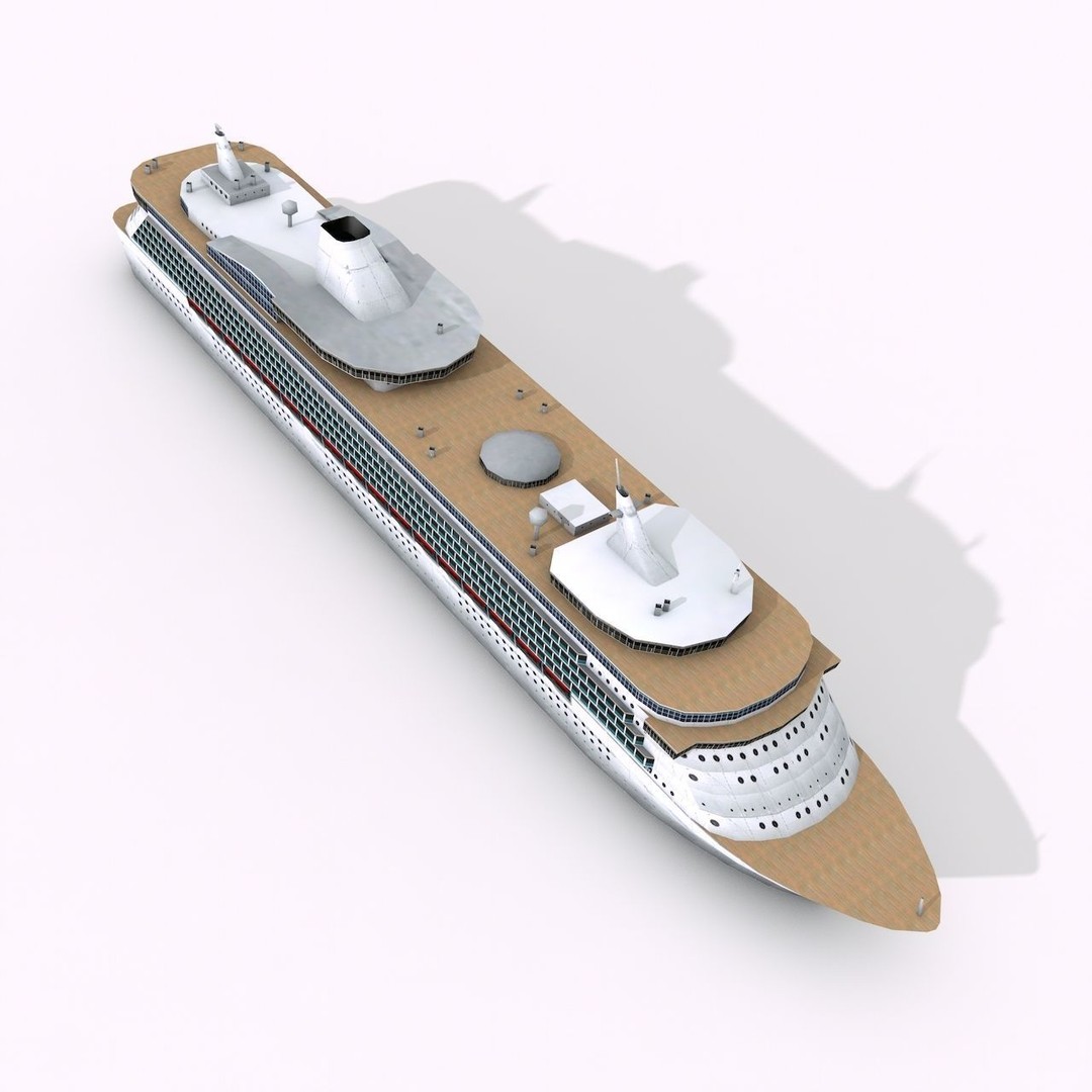 Cruise Ship 3D Model – Low Poly Watercraft Collection, FBX, OBJ - View 5