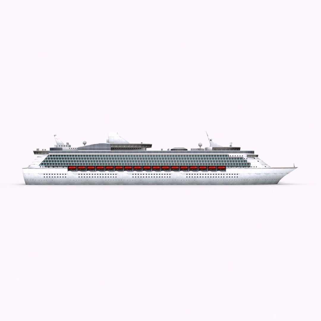 Cruise Ship 3D Model – Low Poly Watercraft Collection, FBX, OBJ - View 6