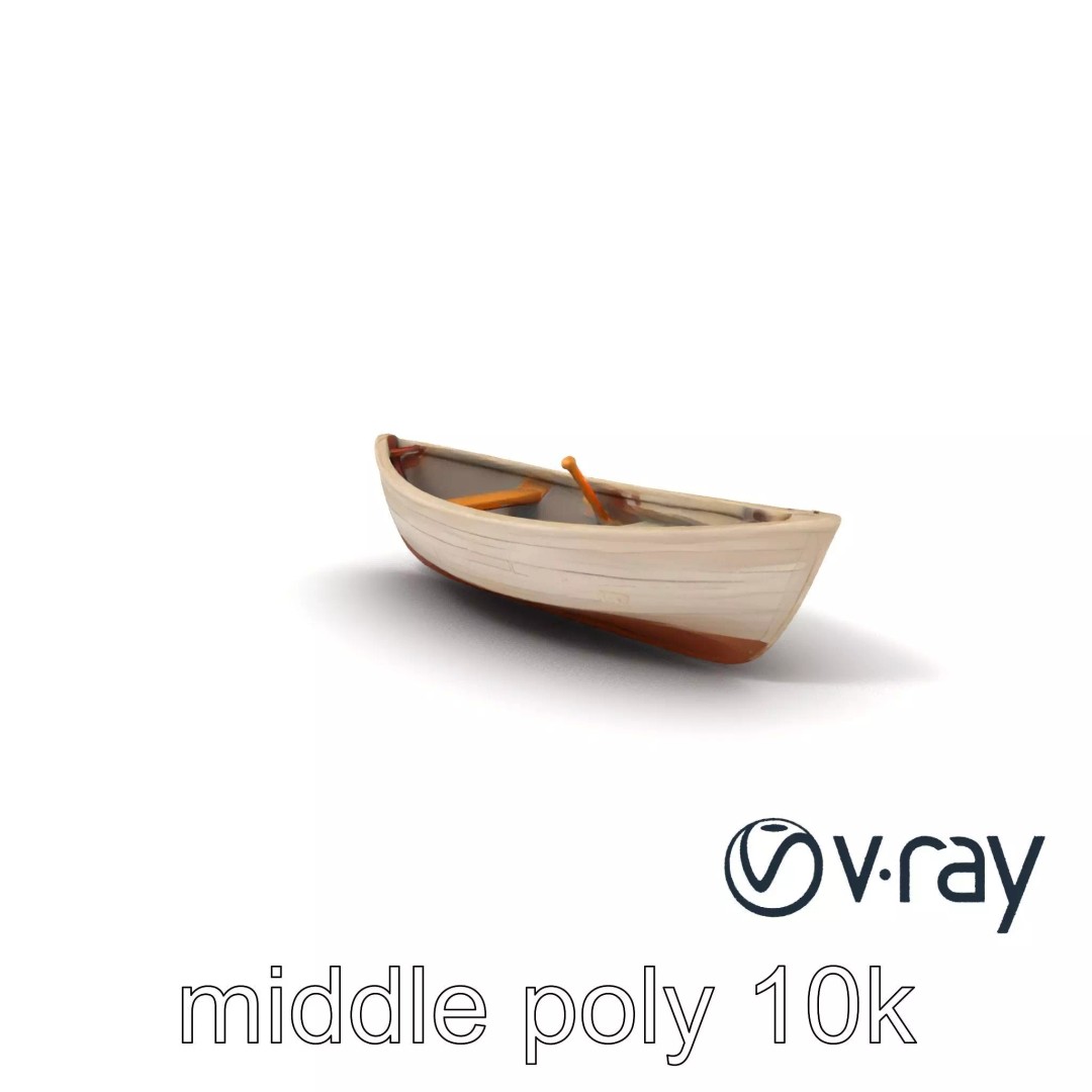 Weathered Old Rowboat 3D Model – Low Poly PBR Game Asset, FBX - View 2