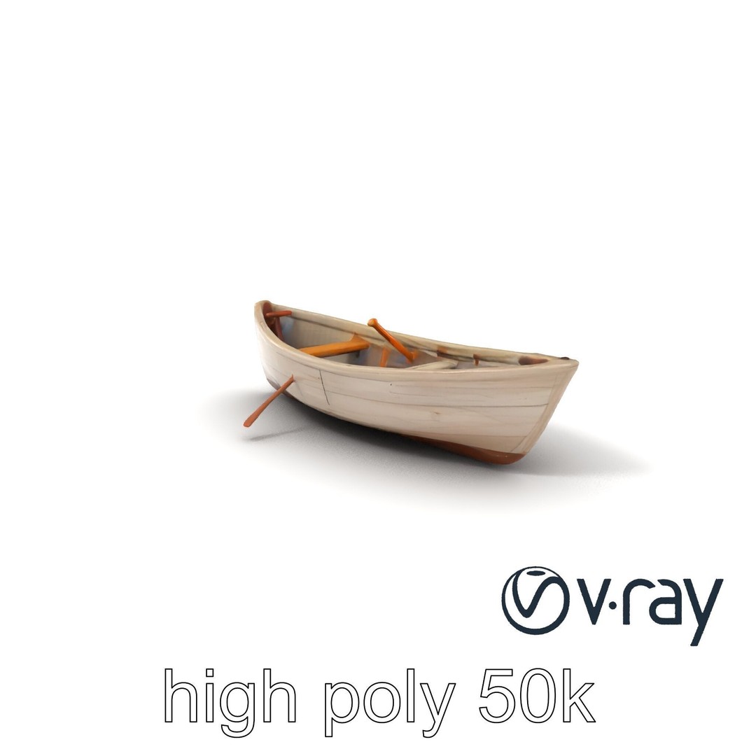Weathered Old Rowboat 3D Model – Low Poly PBR Game Asset, FBX - View 3