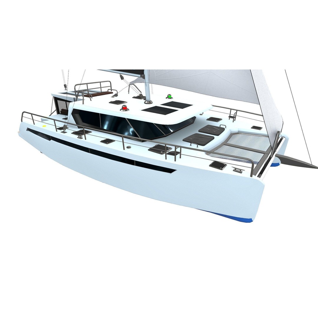 Catamaran 3D Model – Low Poly PBR Game Asset, FBX, OBJ - View 13