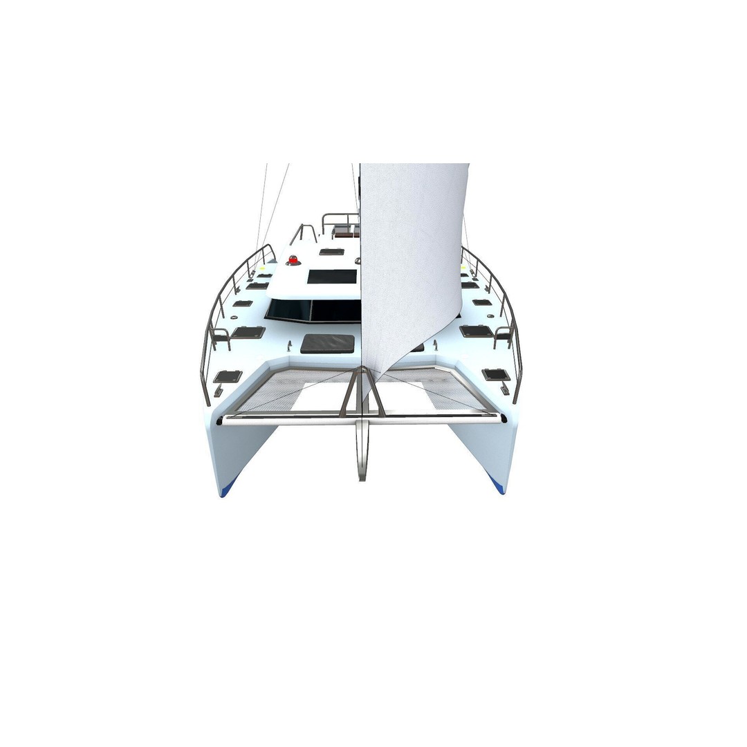 Catamaran 3D Model – Low Poly PBR Game Asset, FBX, OBJ - View 14