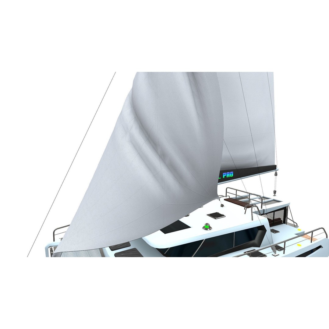 Catamaran 3D Model – Low Poly PBR Game Asset, FBX, OBJ - View 15