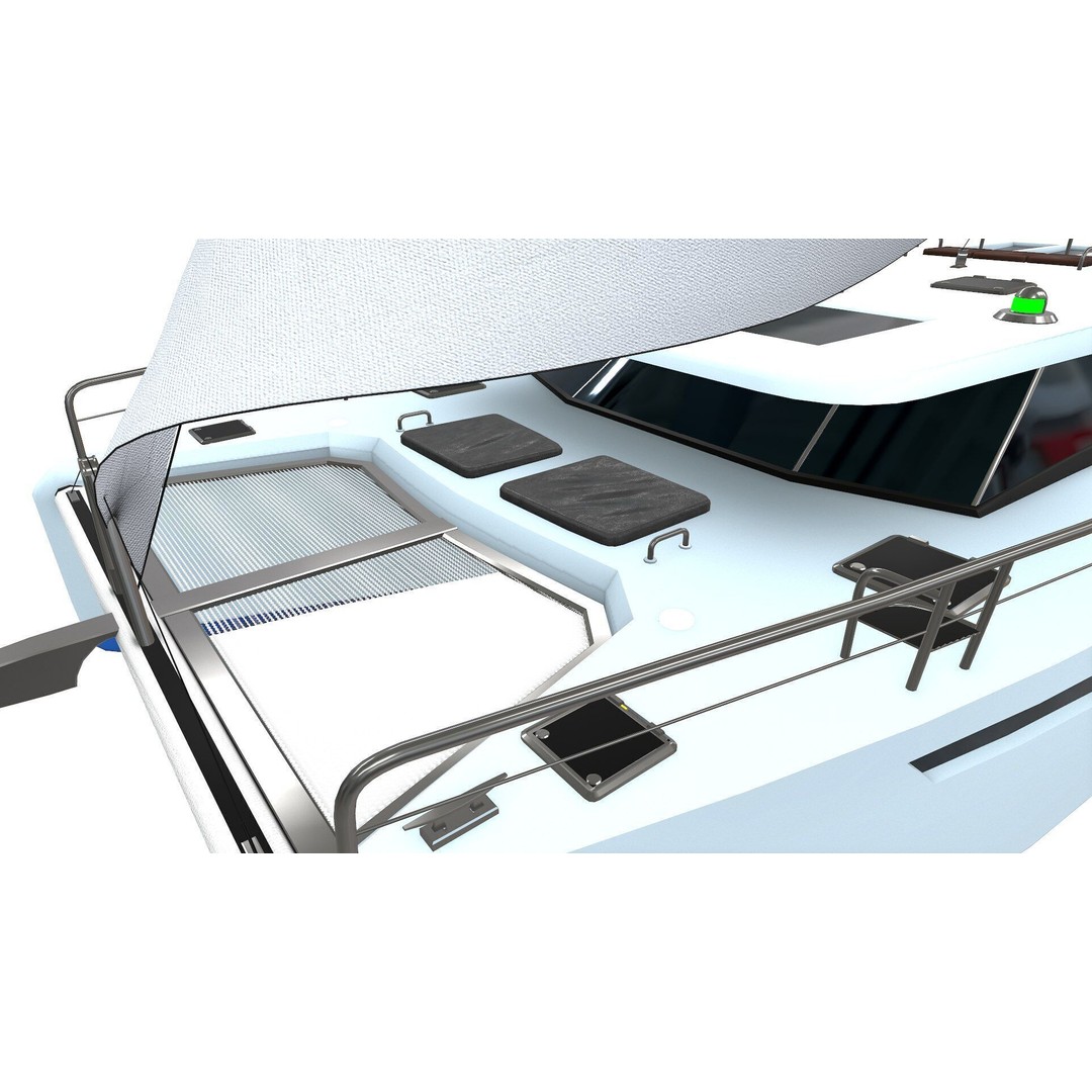 Catamaran 3D Model – Low Poly PBR Game Asset, FBX, OBJ - View 16