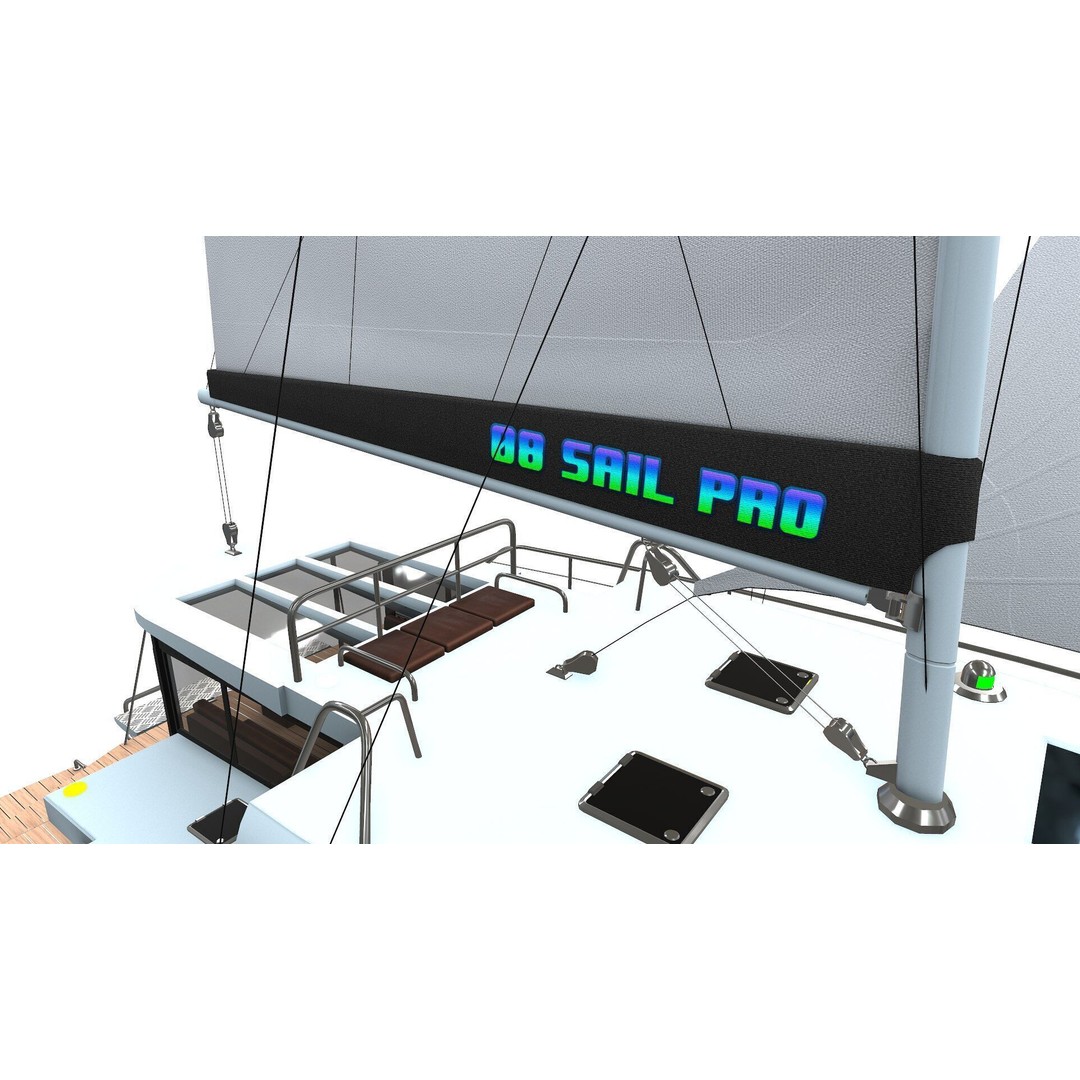 Catamaran 3D Model – Low Poly PBR Game Asset, FBX, OBJ - View 18