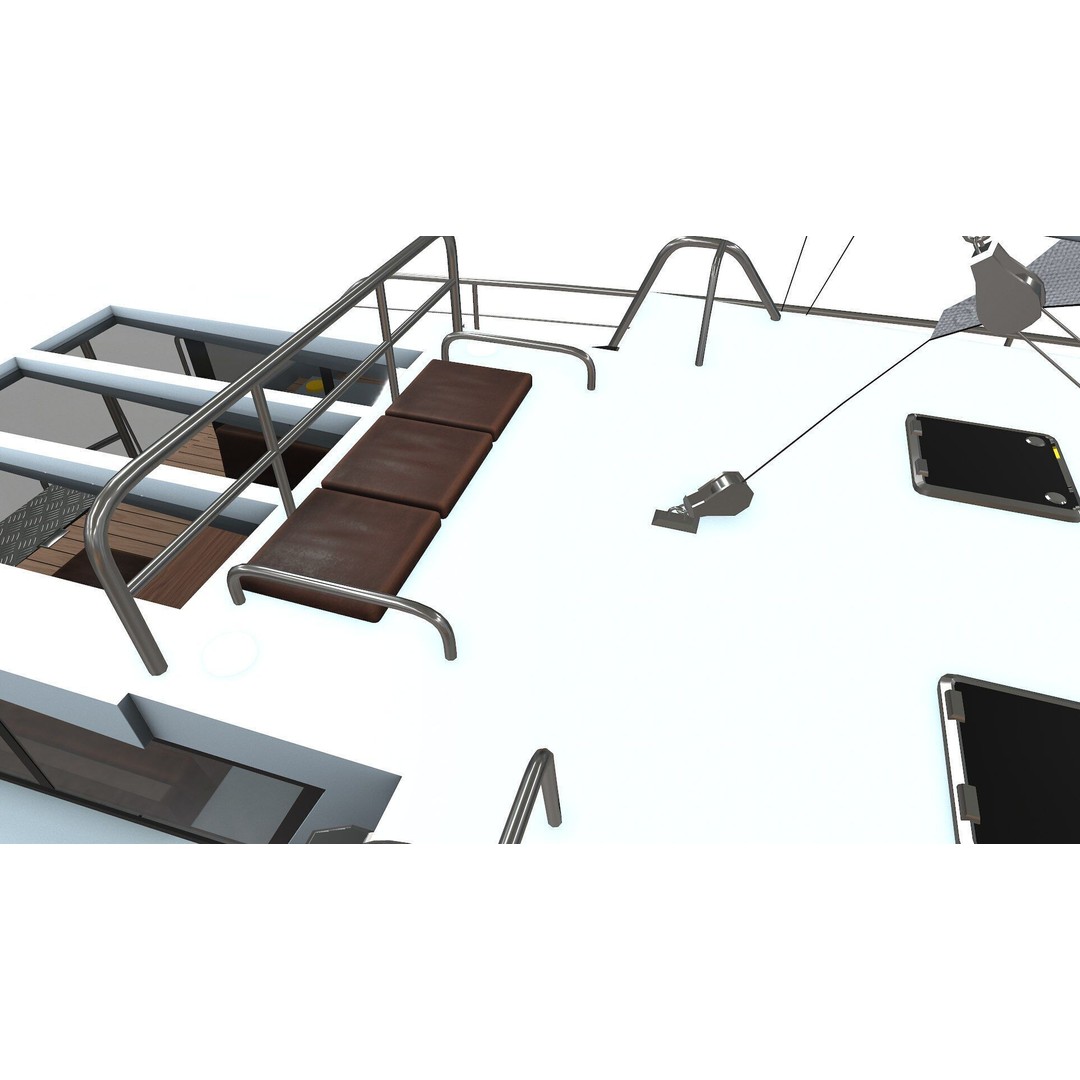 Catamaran 3D Model – Low Poly PBR Game Asset, FBX, OBJ - View 19