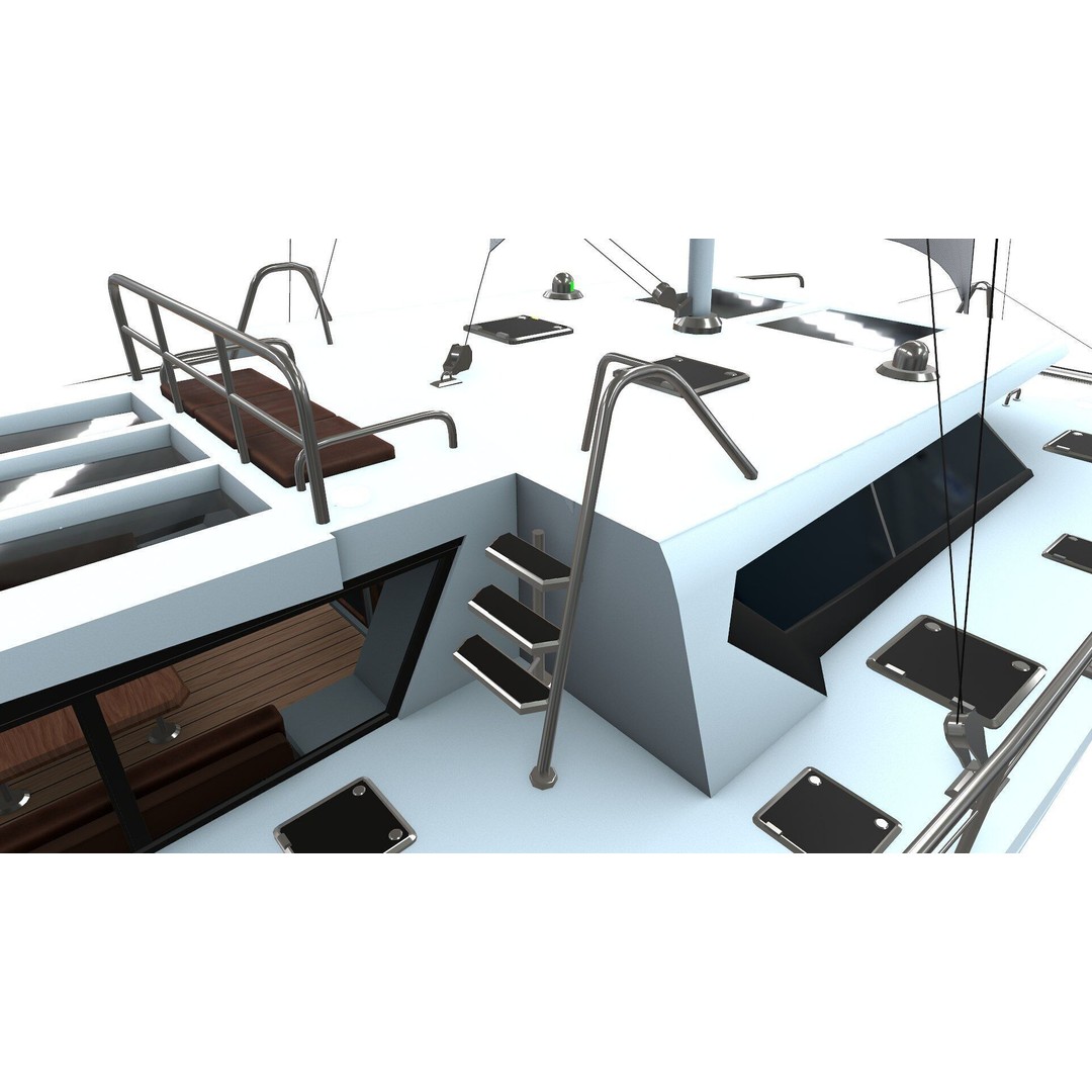 Catamaran 3D Model – Low Poly PBR Game Asset, FBX, OBJ - View 20