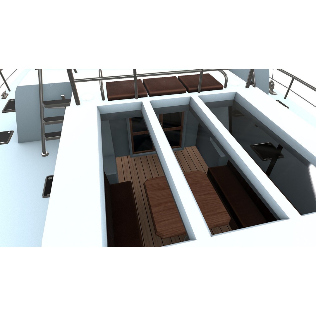 Catamaran 3D Model – Low Poly PBR Game Asset, FBX, OBJ - View 21