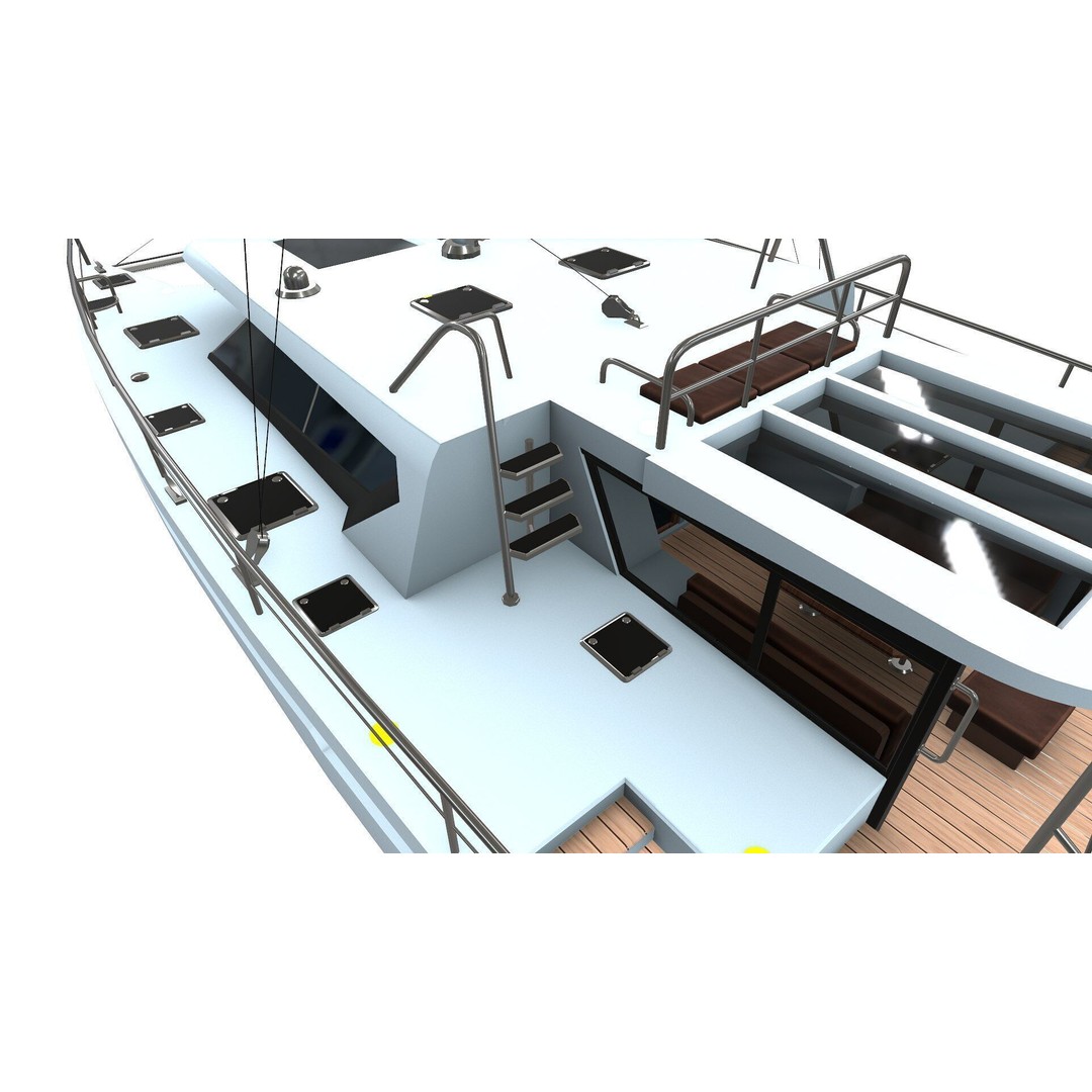 Catamaran 3D Model – Low Poly PBR Game Asset, FBX, OBJ - View 22