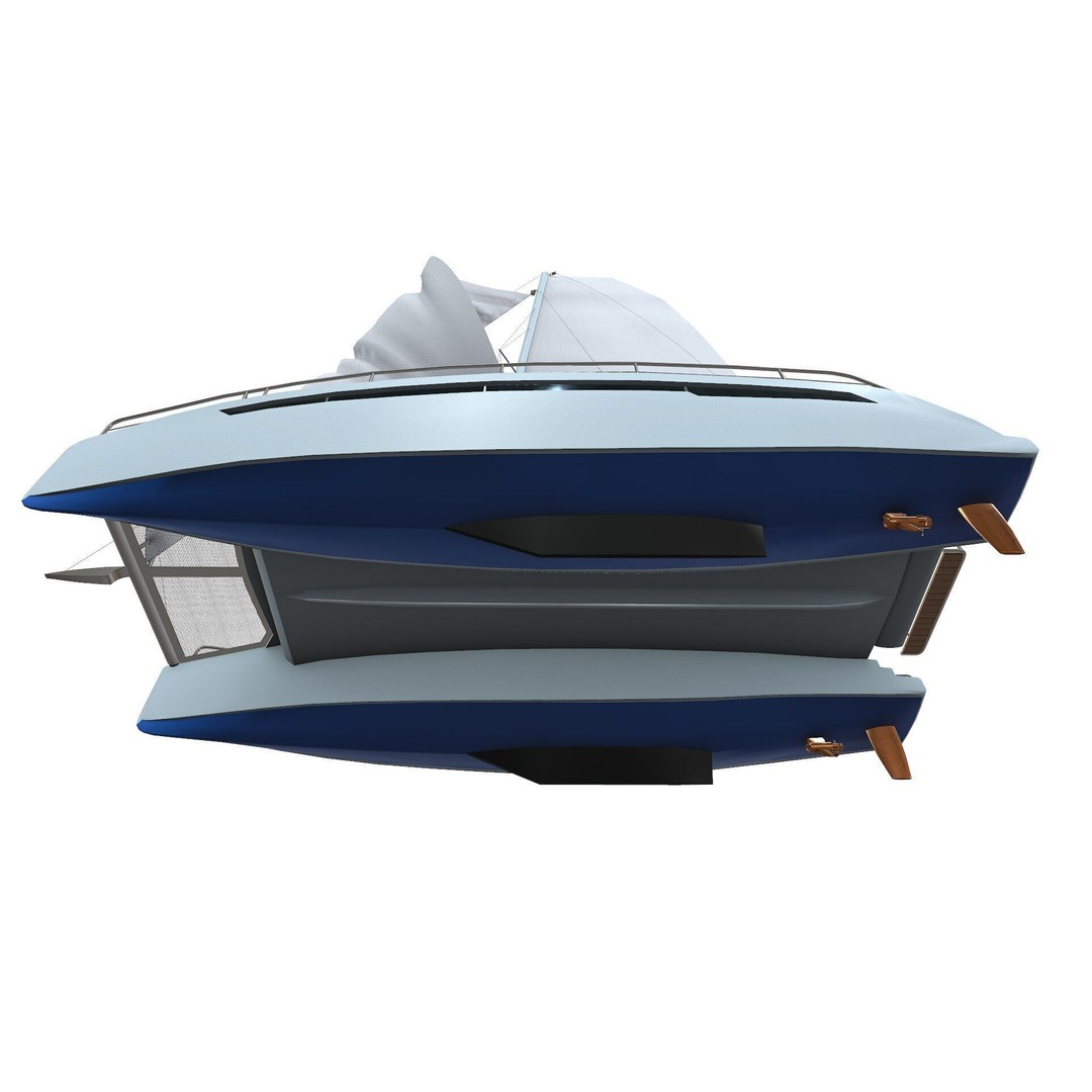 Catamaran 3D Model – Low Poly PBR Game Asset, FBX, OBJ - View 25