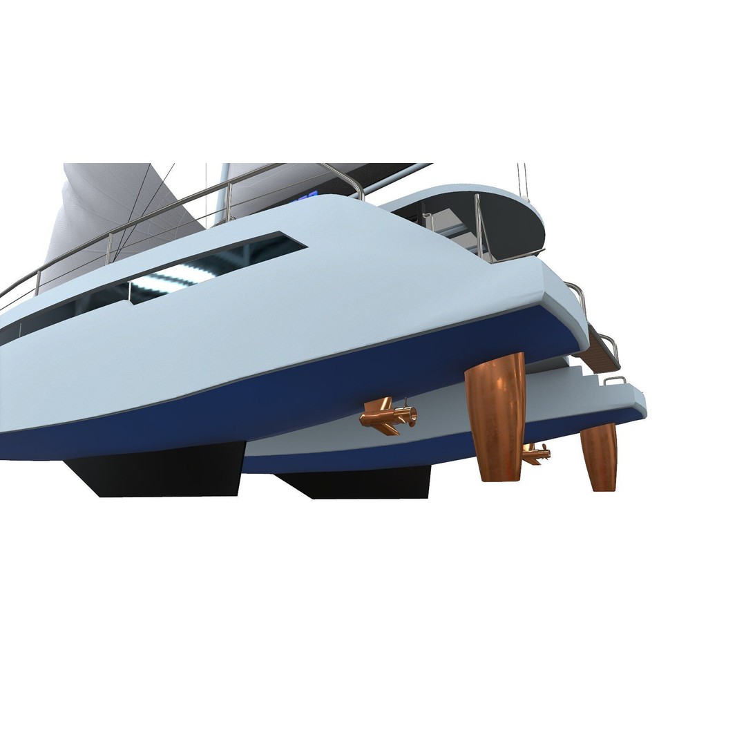Catamaran 3D Model – Low Poly PBR Game Asset, FBX, OBJ - View 26