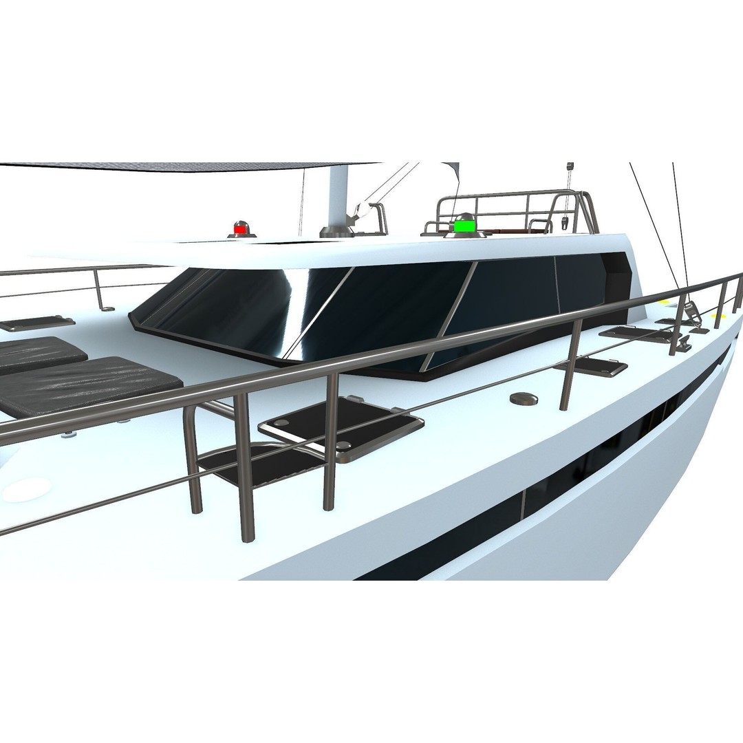 Catamaran 3D Model – Low Poly PBR Game Asset, FBX, OBJ - View 27