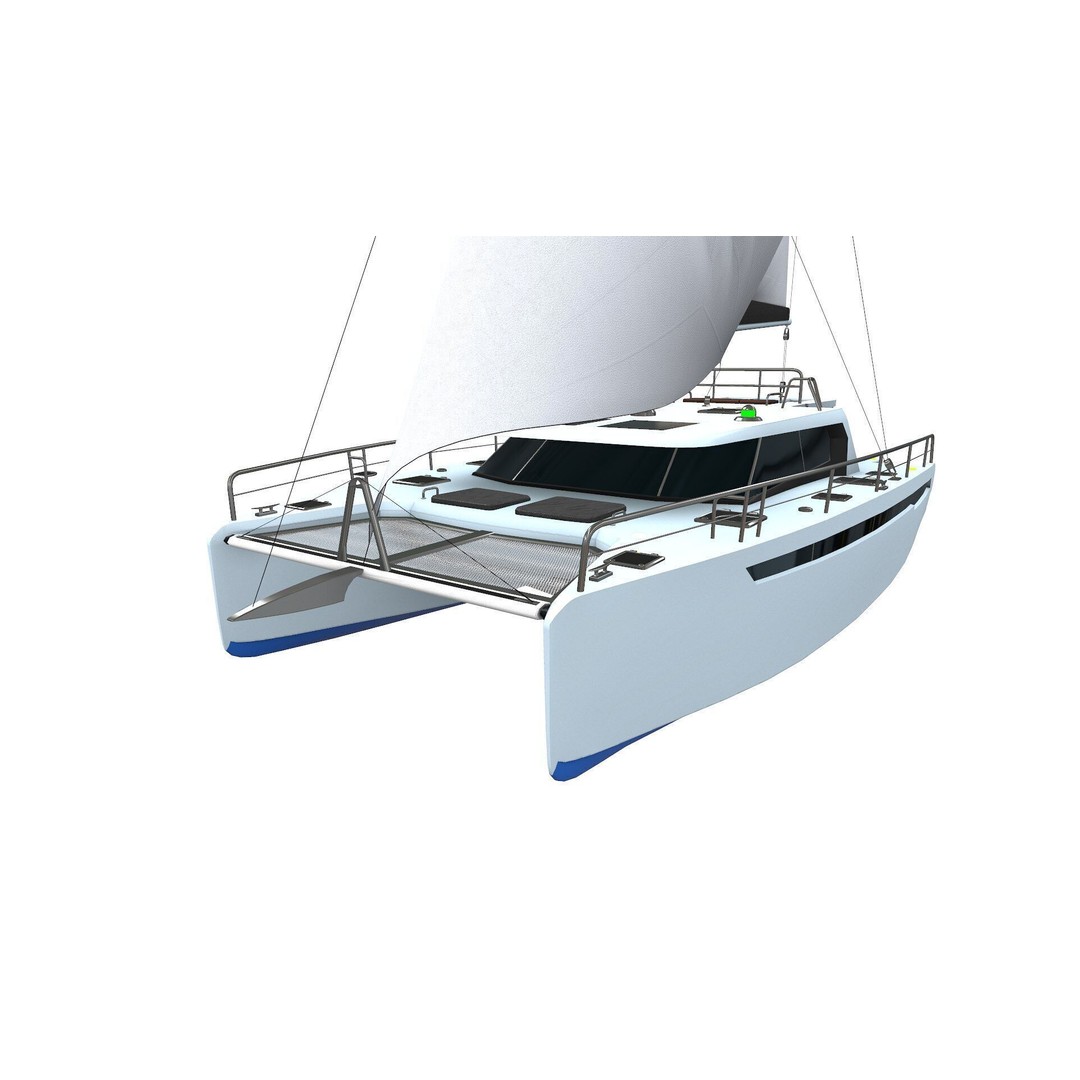 Catamaran 3D Model – Low Poly PBR Game Asset, FBX, OBJ - View 28