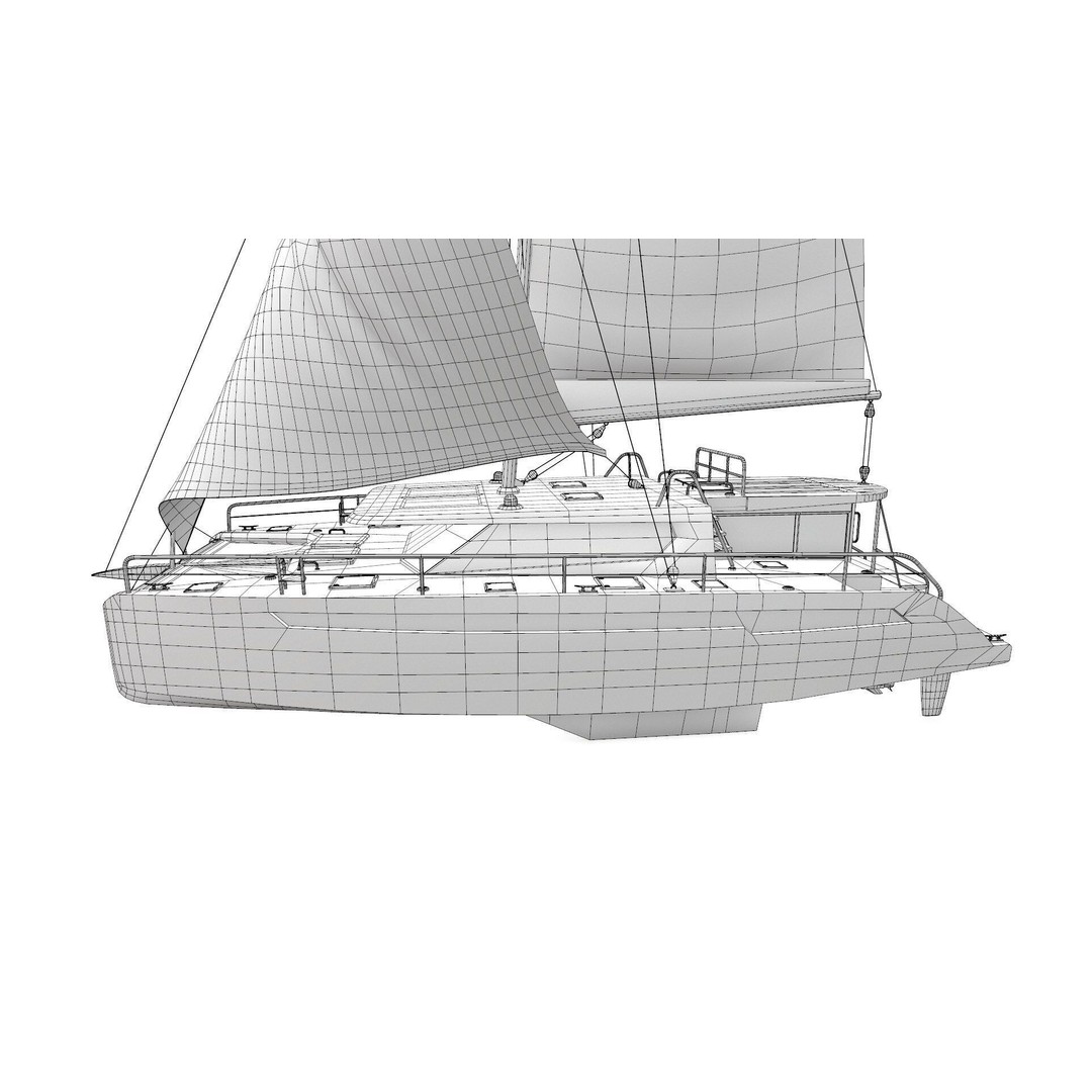 Catamaran 3D Model – Low Poly PBR Game Asset, FBX, OBJ - View 30