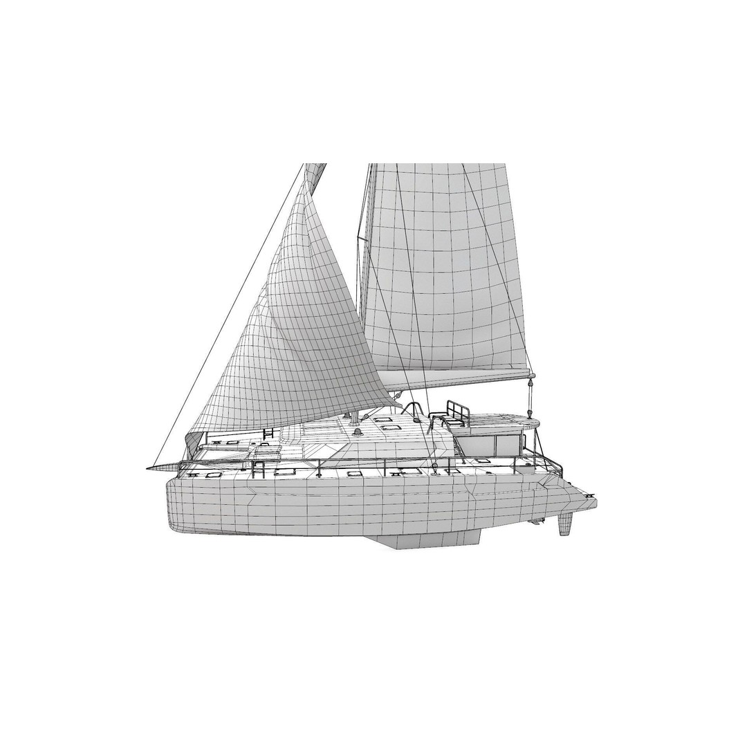 Catamaran 3D Model – Low Poly PBR Game Asset, FBX, OBJ - View 31