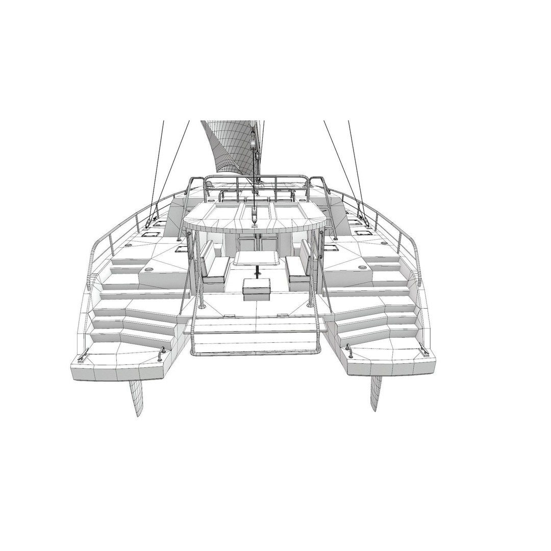 Catamaran 3D Model – Low Poly PBR Game Asset, FBX, OBJ - View 32