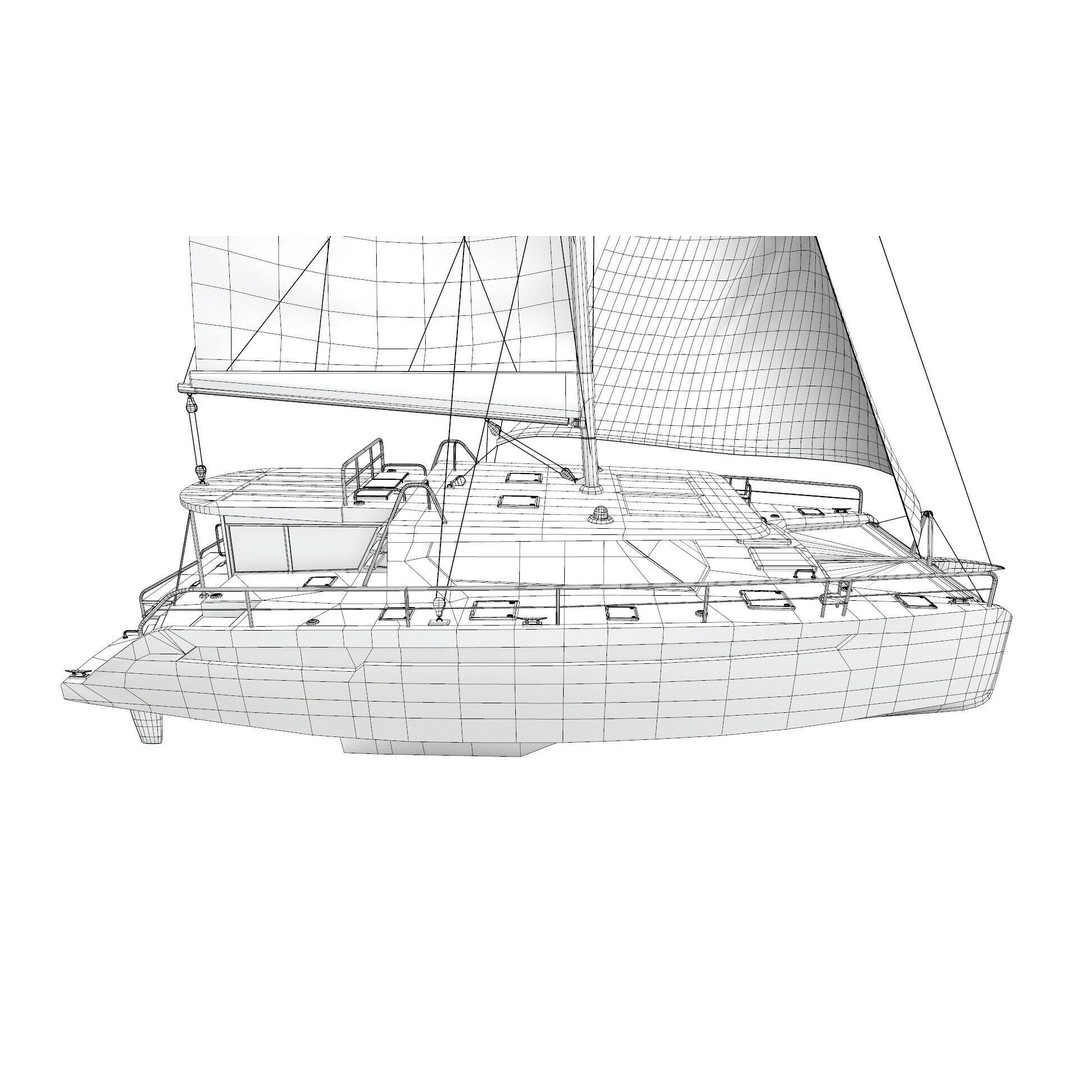 Catamaran 3D Model – Low Poly PBR Game Asset, FBX, OBJ - View 33