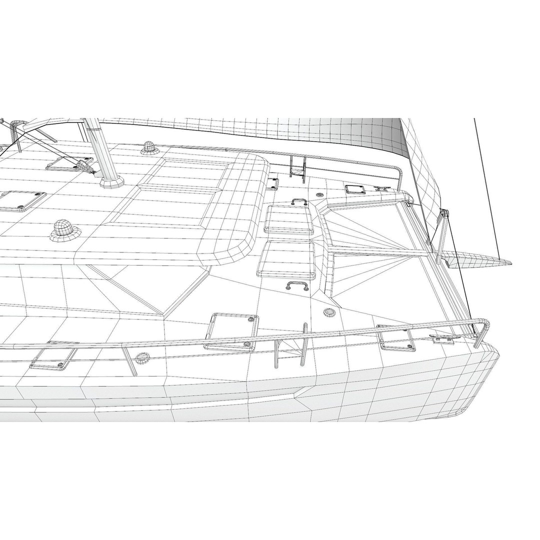 Catamaran 3D Model – Low Poly PBR Game Asset, FBX, OBJ - View 34