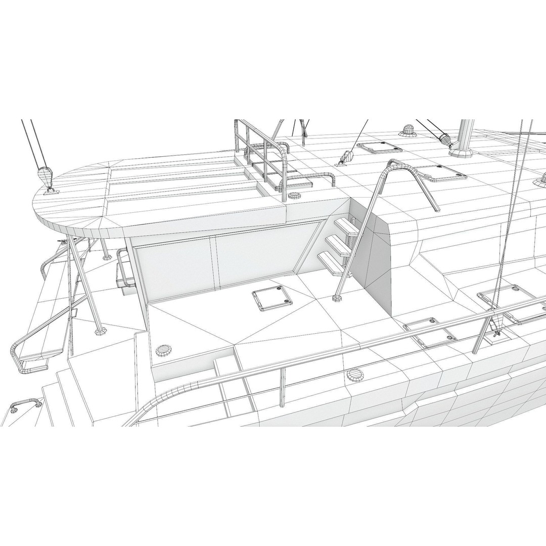 Catamaran 3D Model – Low Poly PBR Game Asset, FBX, OBJ - View 35