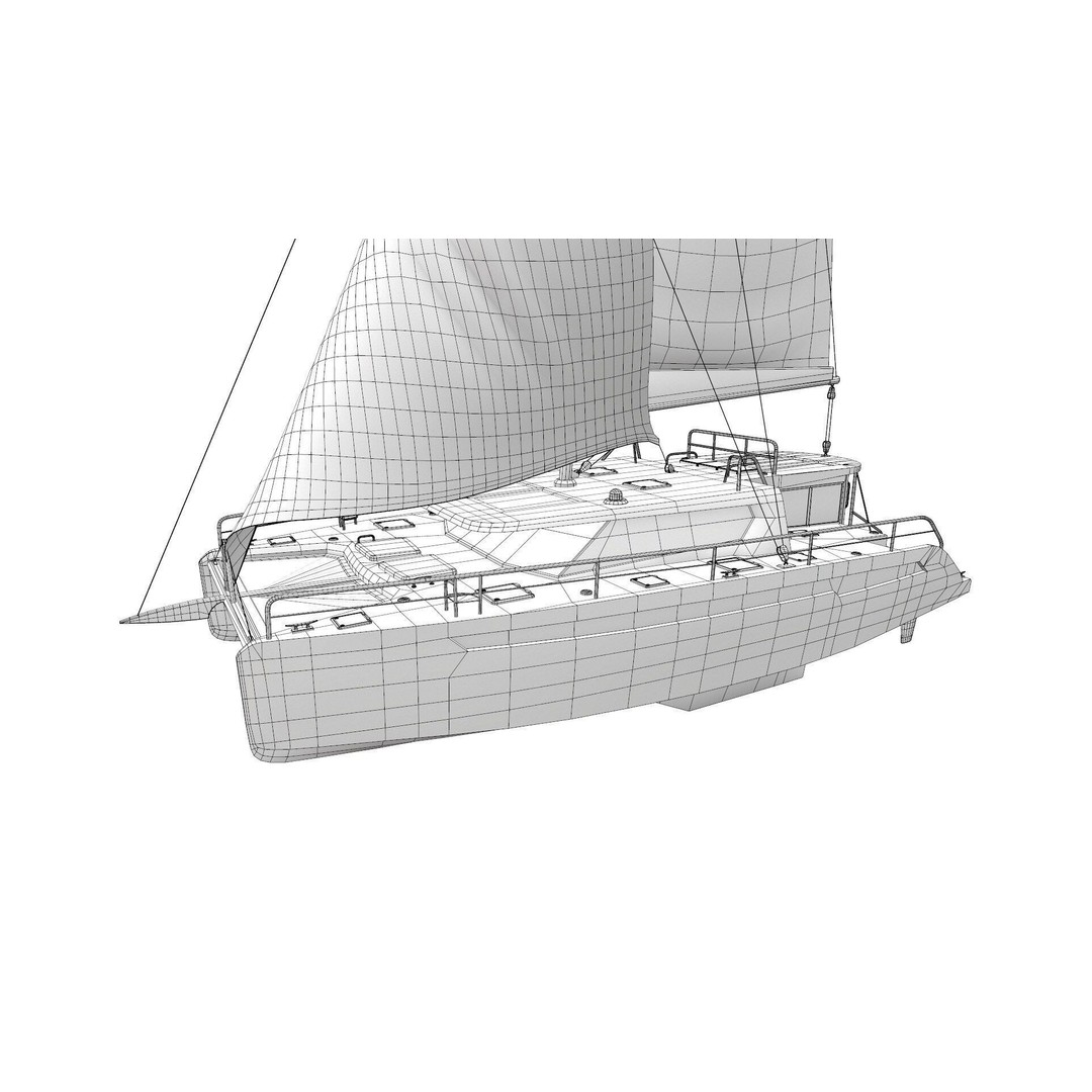 Catamaran 3D Model – Low Poly PBR Game Asset, FBX, OBJ - View 6