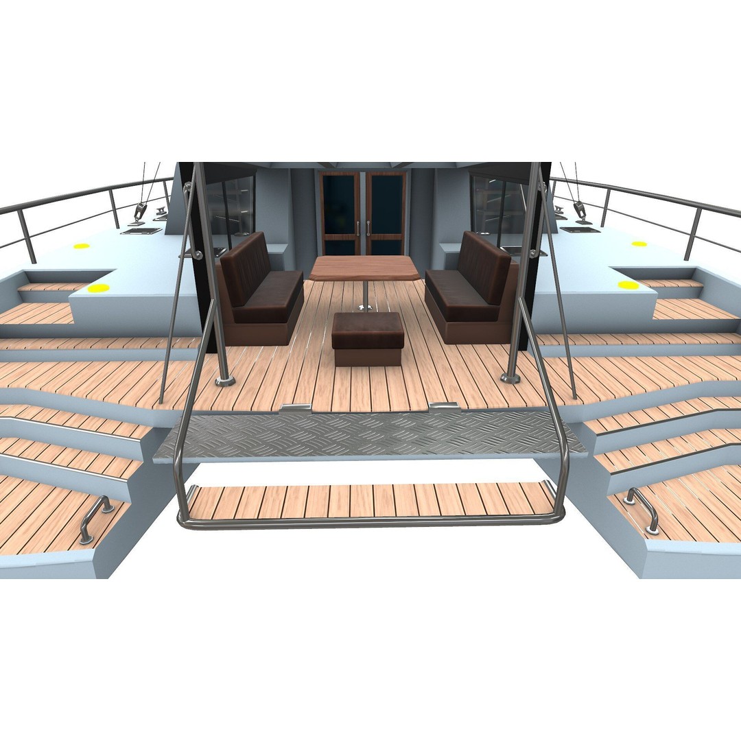 Catamaran 3D Model – Low Poly PBR Game Asset, FBX, OBJ - View 8