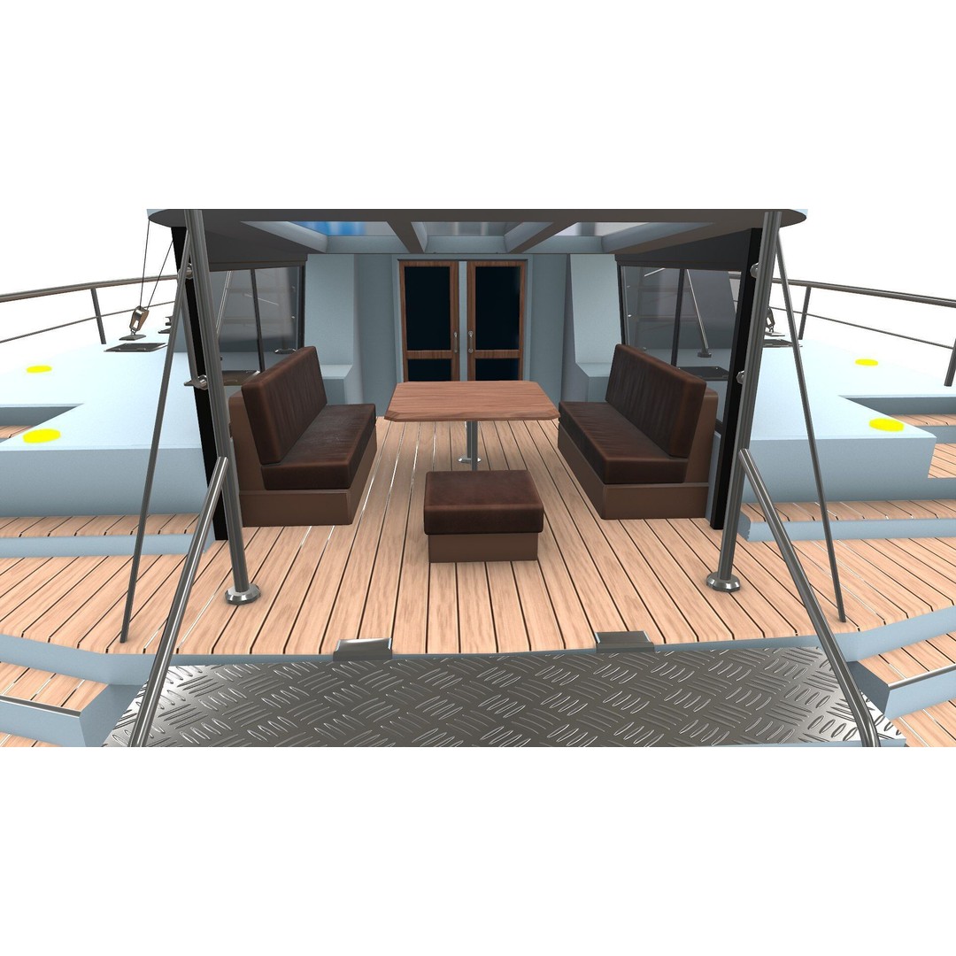 Catamaran 3D Model – Low Poly PBR Game Asset, FBX, OBJ - View 9