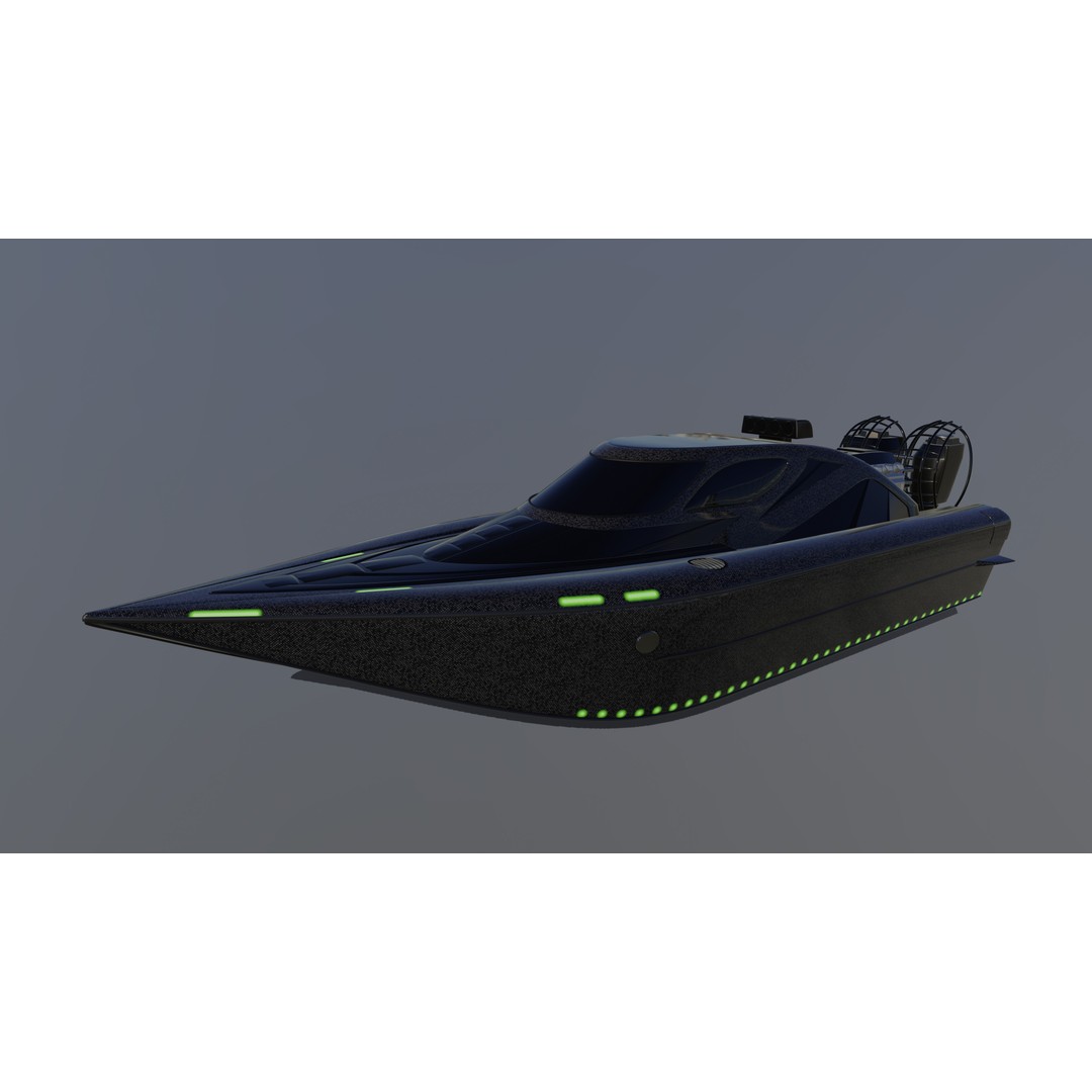 Airboat 3D Model – Futuristic Recreational Watercraft, FBX