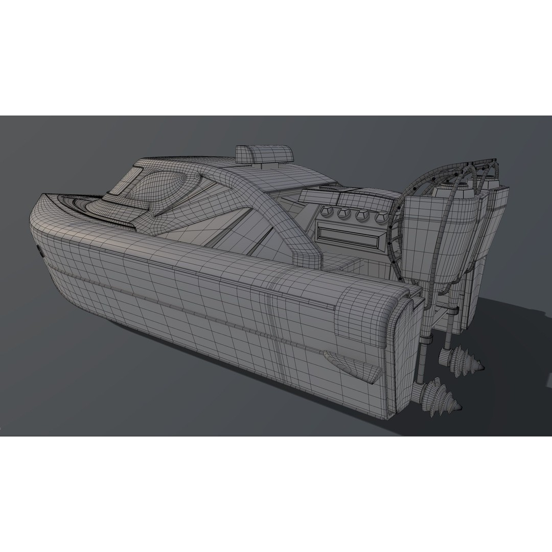 Airboat 3D Model – Futuristic Recreational Watercraft, FBX - View 10