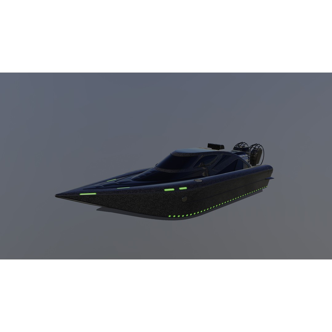 Airboat 3D Model – Futuristic Recreational Watercraft, FBX - View 11