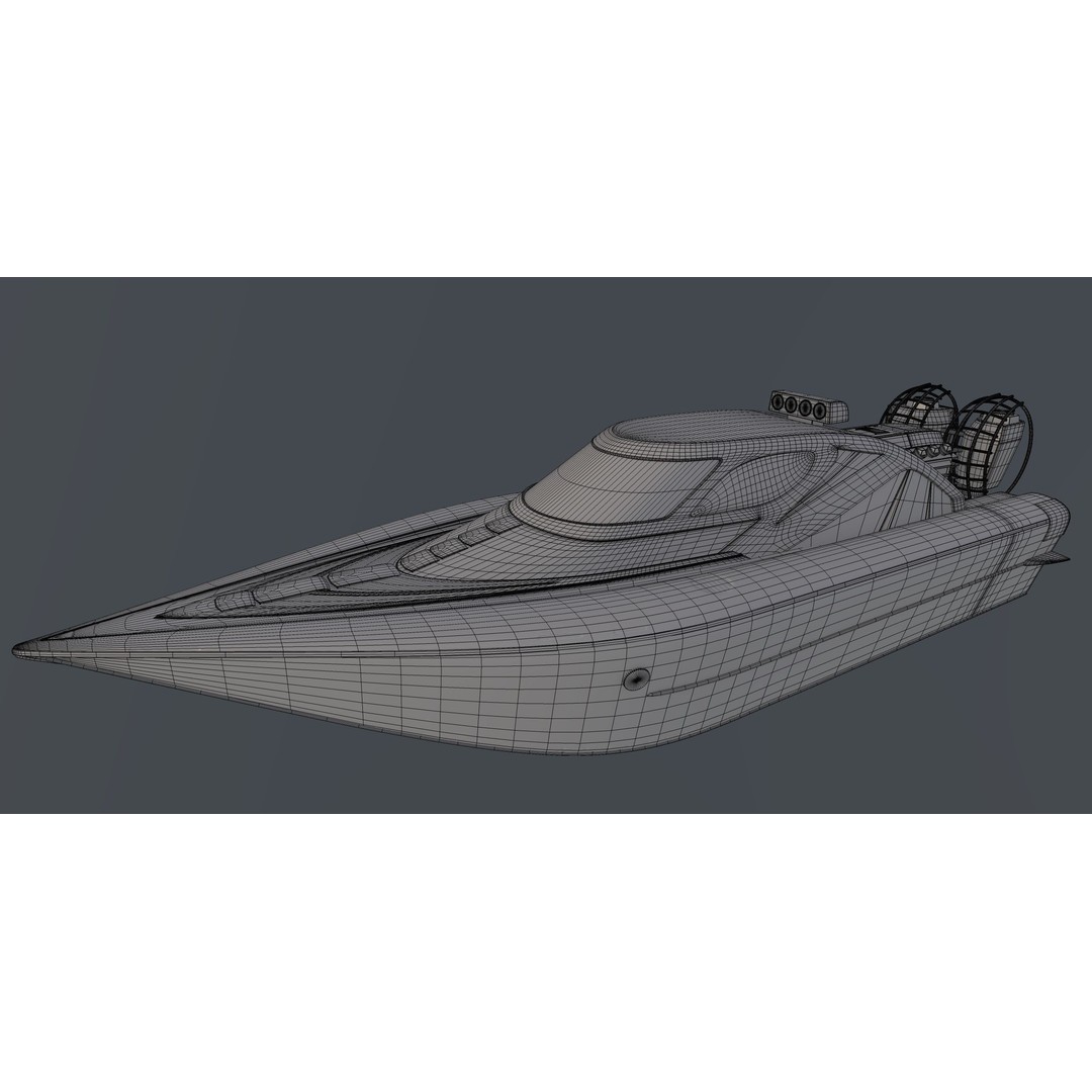 Airboat 3D Model – Futuristic Recreational Watercraft, FBX - View 12
