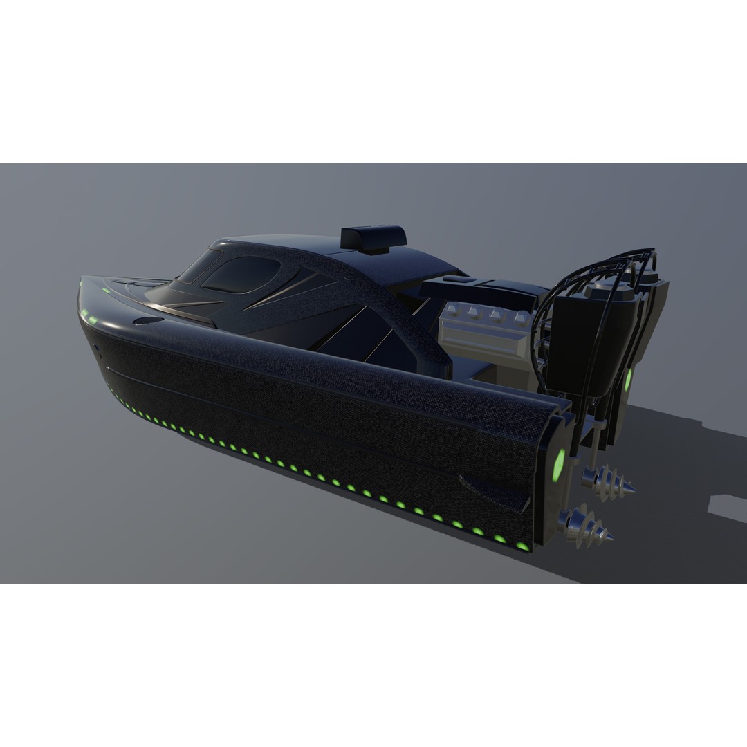 Airboat 3D Model – Futuristic Recreational Watercraft, FBX - View 13