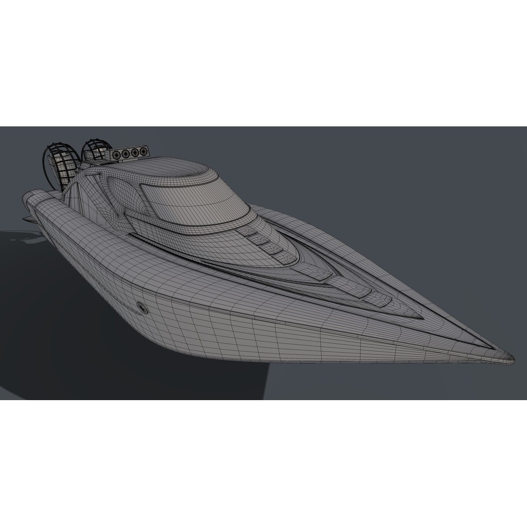 Airboat 3D Model – Futuristic Recreational Watercraft, FBX - View 4
