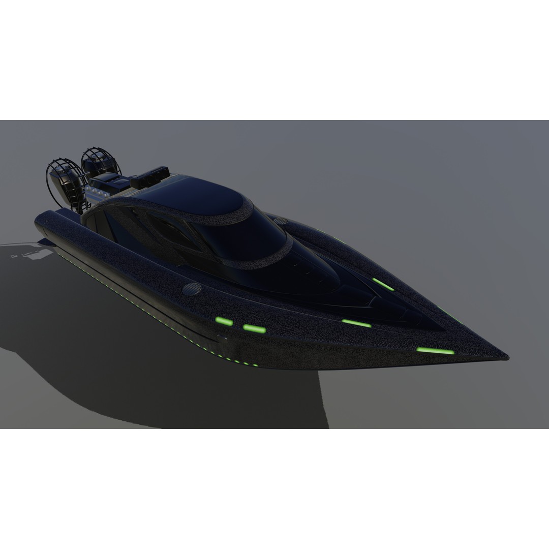 Airboat 3D Model – Futuristic Recreational Watercraft, FBX - View 5