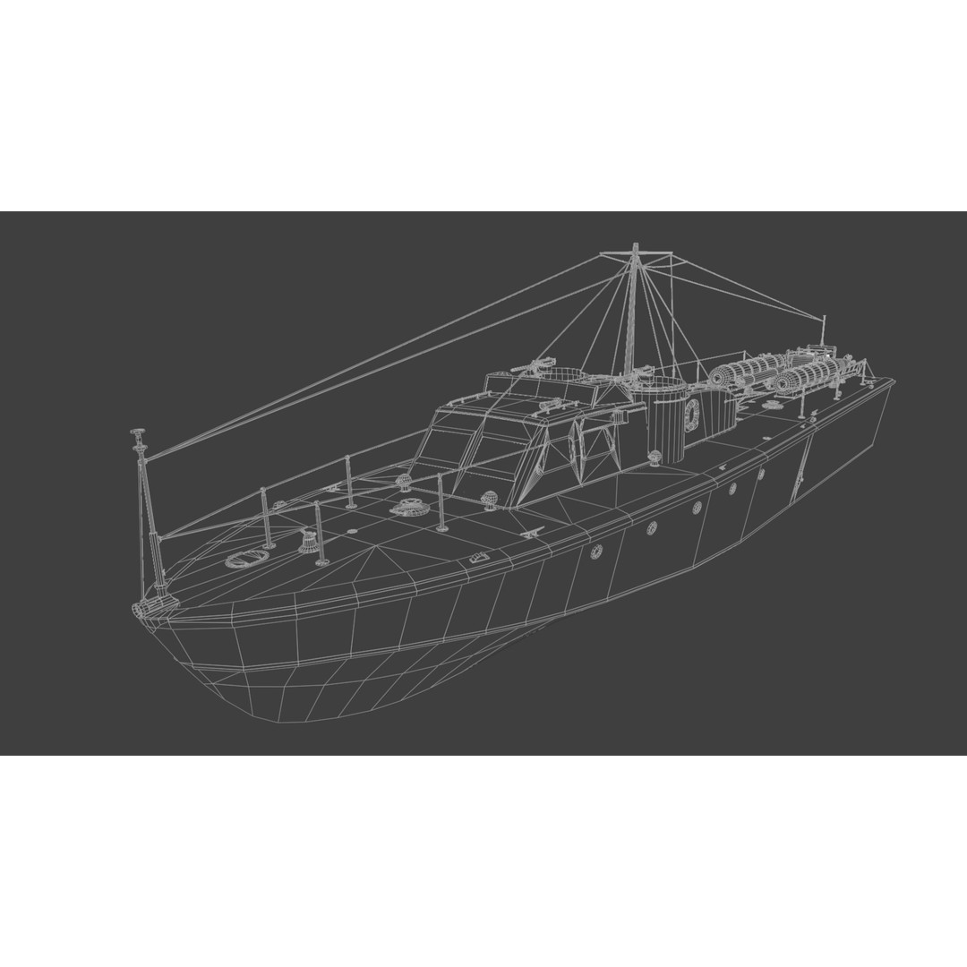 Higgins 81 ft PT-6 Motor Torpedo Boat 3D Model – Low Poly Game Asset, PBR - View 12