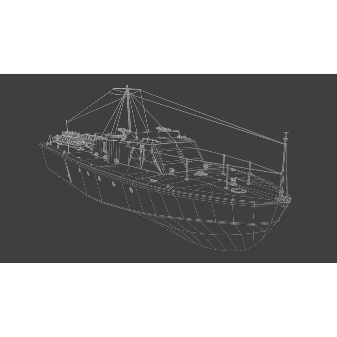 Higgins 81 ft PT-6 Motor Torpedo Boat 3D Model – Low Poly Game Asset, PBR - View 15