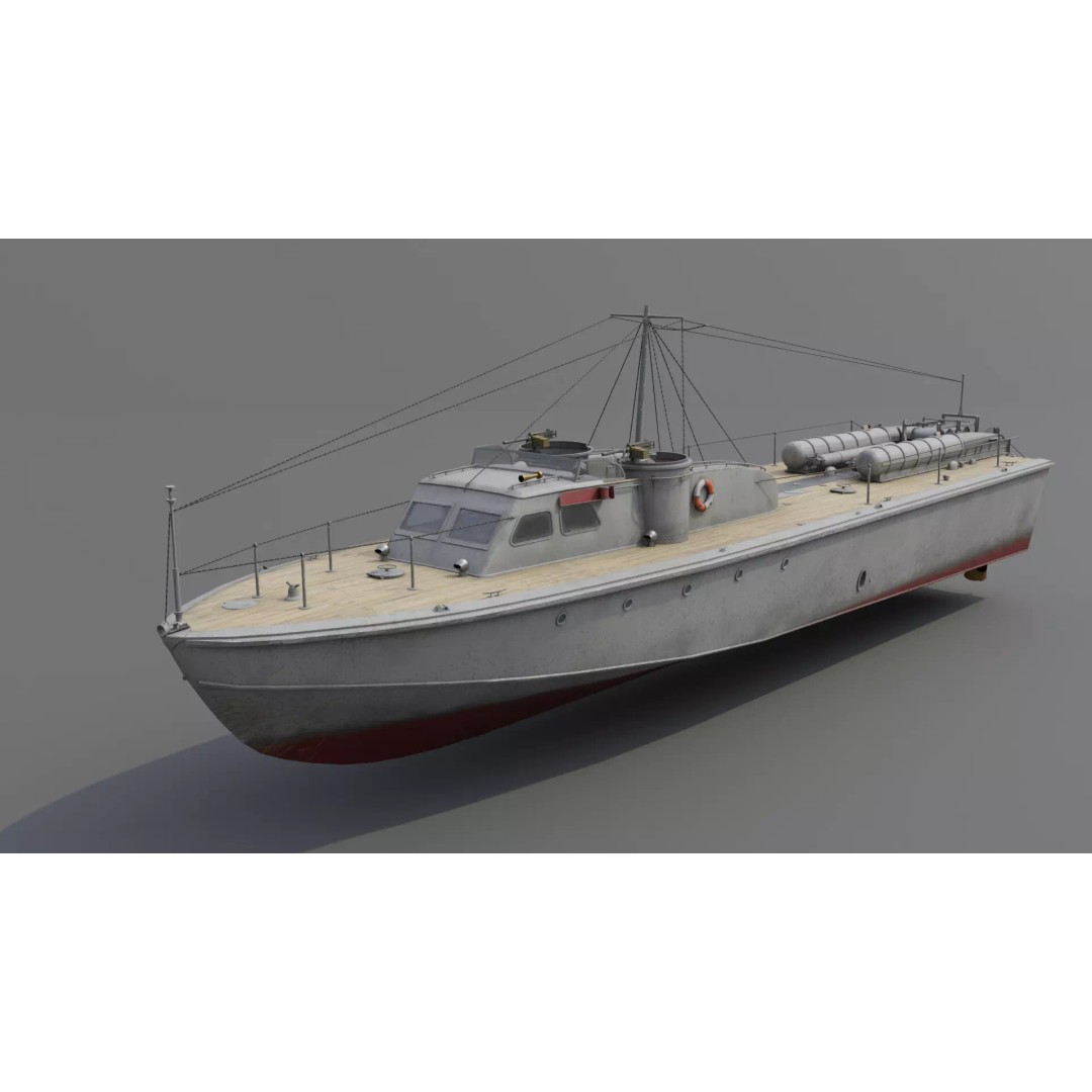 Higgins 81 ft PT-6 Motor Torpedo Boat 3D Model – Low Poly Game Asset, PBR - View 2