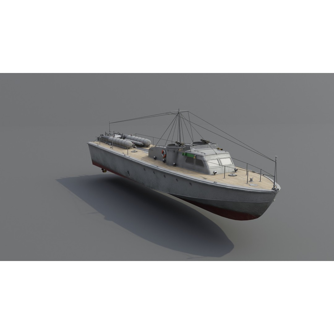 Higgins 81 ft PT-6 Motor Torpedo Boat 3D Model – Low Poly Game Asset, PBR - View 20