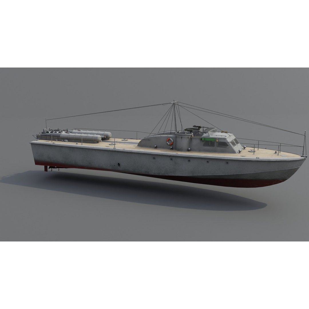Higgins 81 ft PT-6 Motor Torpedo Boat 3D Model – Low Poly Game Asset, PBR - View 21