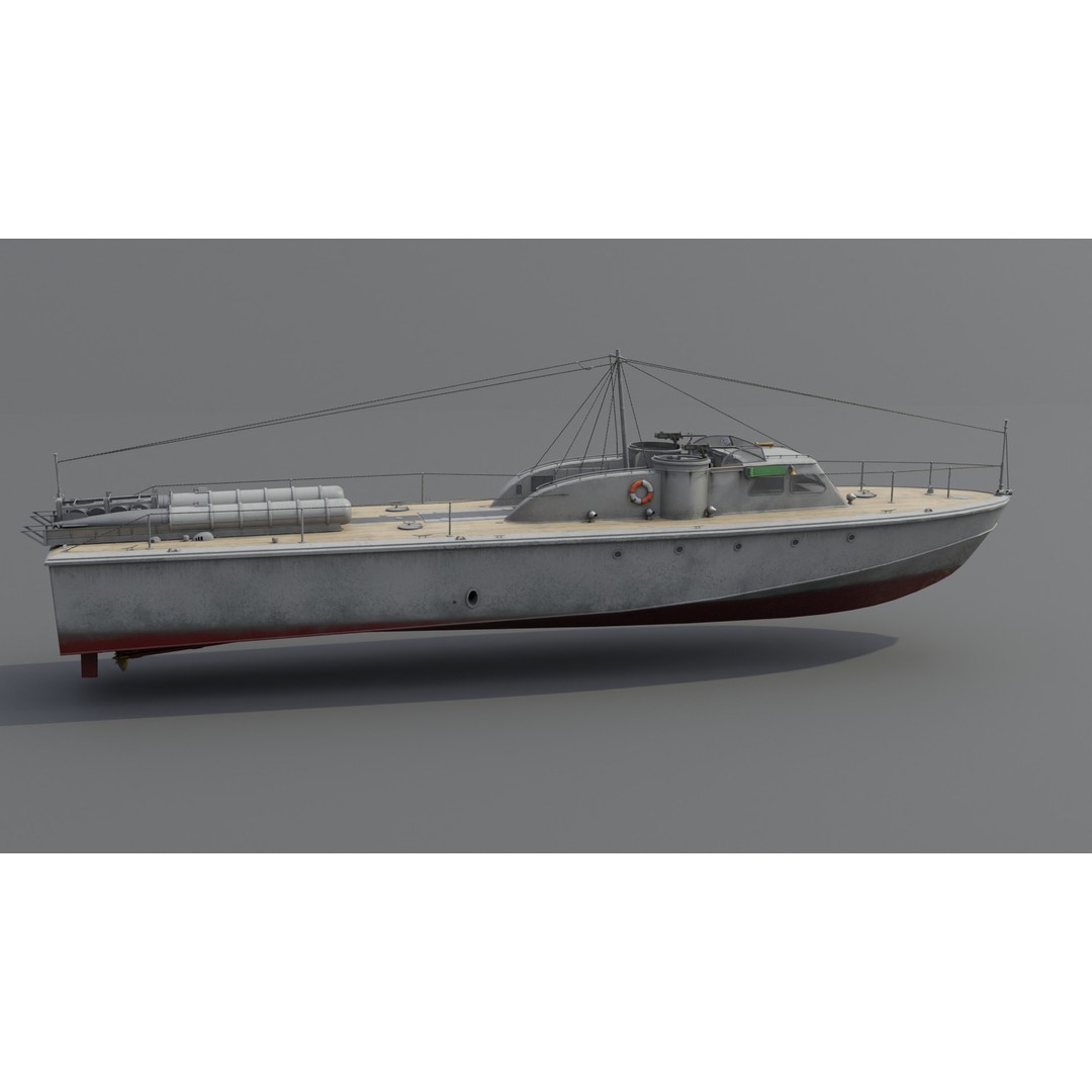 Higgins 81 ft PT-6 Motor Torpedo Boat 3D Model – Low Poly Game Asset, PBR - View 22