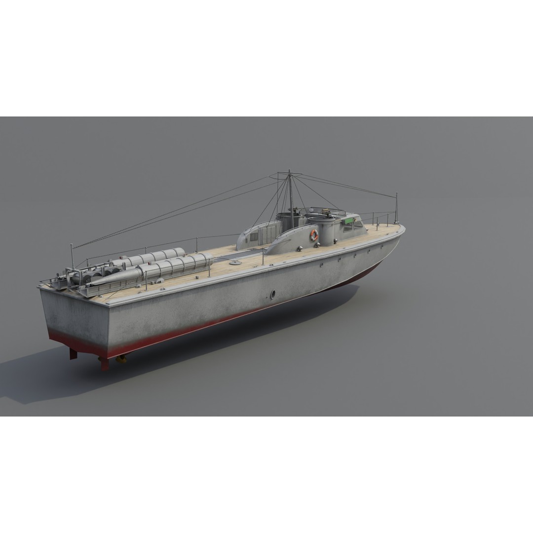 Higgins 81 ft PT-6 Motor Torpedo Boat 3D Model – Low Poly Game Asset, PBR - View 23
