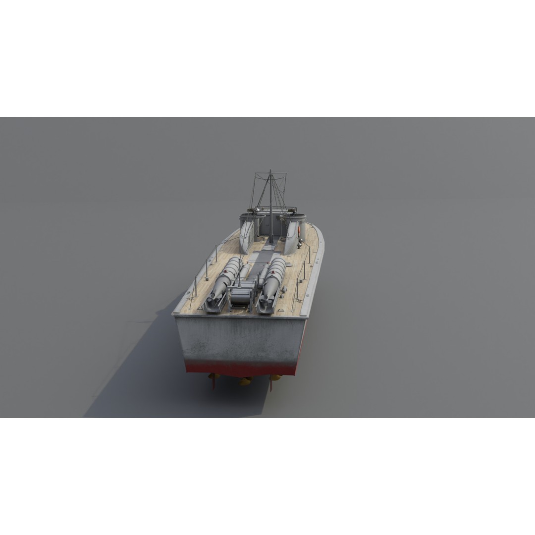 Higgins 81 ft PT-6 Motor Torpedo Boat 3D Model – Low Poly Game Asset, PBR - View 24