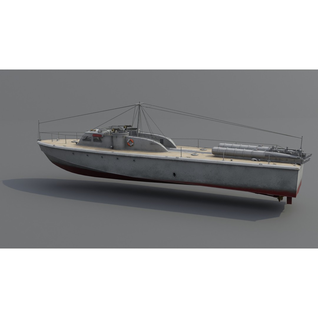 Higgins 81 ft PT-6 Motor Torpedo Boat 3D Model – Low Poly Game Asset, PBR - View 26
