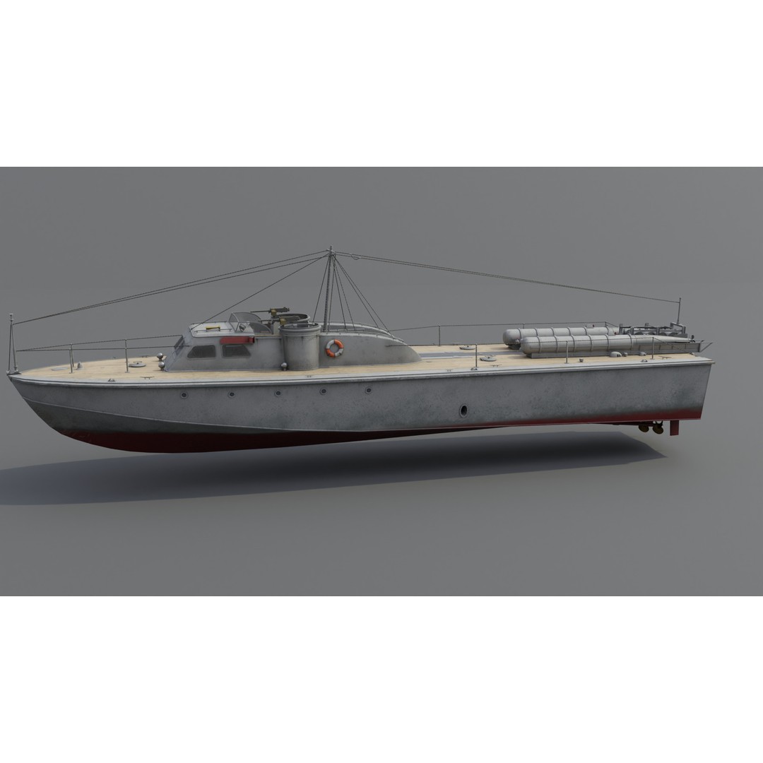 Higgins 81 ft PT-6 Motor Torpedo Boat 3D Model – Low Poly Game Asset, PBR - View 27