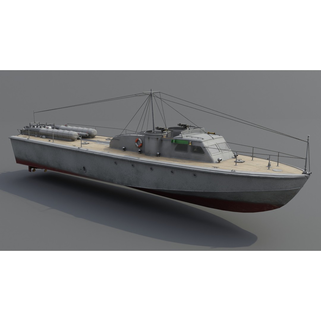 Higgins 81 ft PT-6 Motor Torpedo Boat 3D Model – Low Poly Game Asset, PBR - View 3