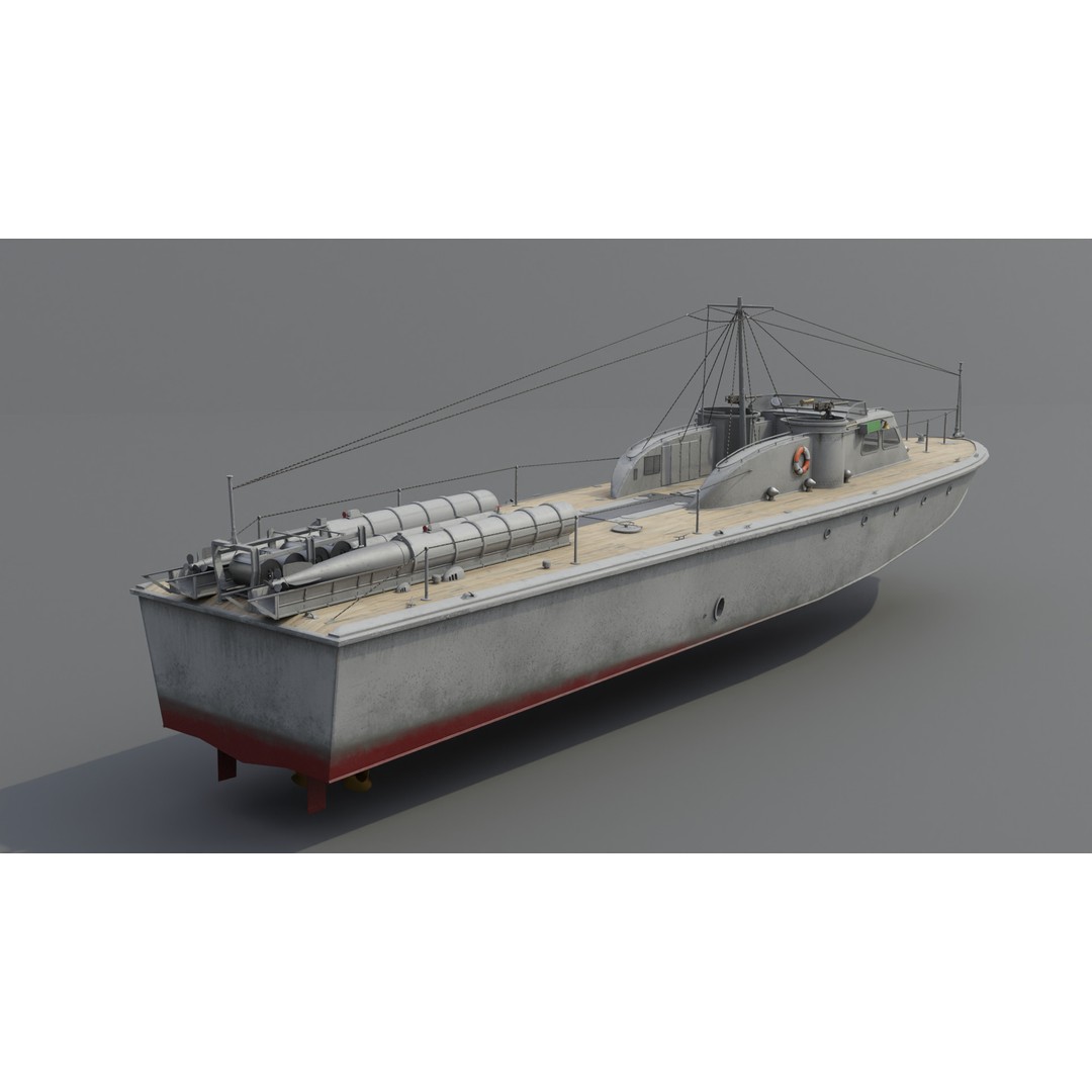 Higgins 81 ft PT-6 Motor Torpedo Boat 3D Model – Low Poly Game Asset, PBR - View 4