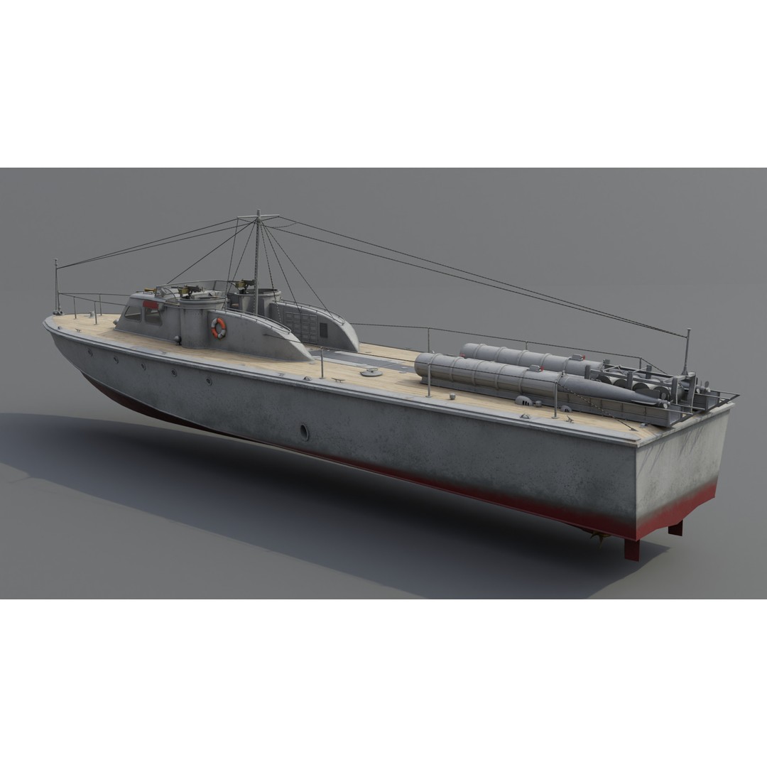 Higgins 81 ft PT-6 Motor Torpedo Boat 3D Model – Low Poly Game Asset, PBR - View 5