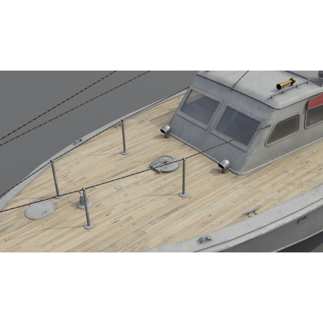 Higgins 81 ft PT-6 Motor Torpedo Boat 3D Model – Low Poly Game Asset, PBR - View 7