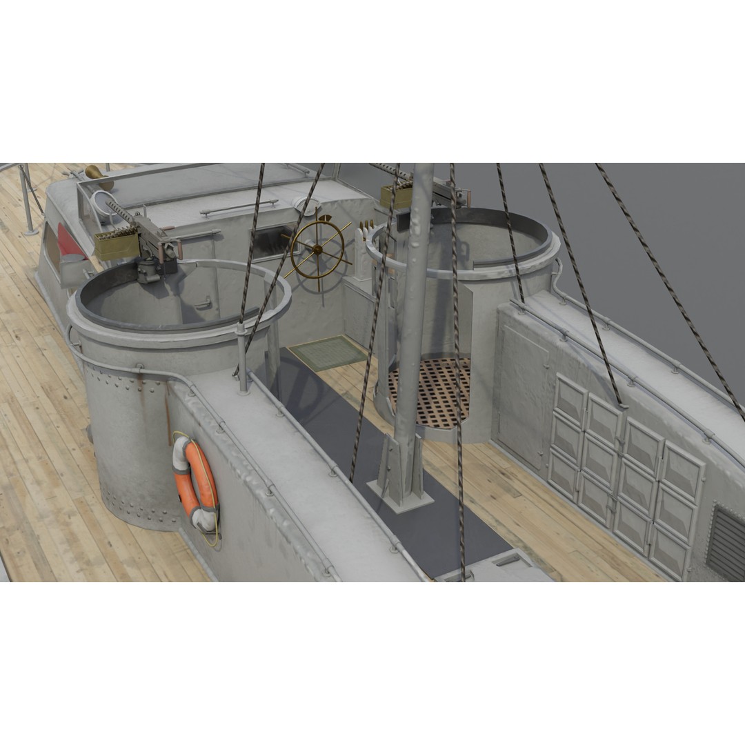 Higgins 81 ft PT-6 Motor Torpedo Boat 3D Model – Low Poly Game Asset, PBR - View 8